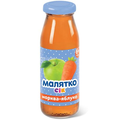 Малятко, 175 мл, сок, Морковь-яблоко, стекло