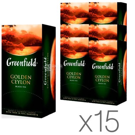 Greenfield Golden Ceylon, 25 bags, Greenfield Tea, Golden Ceylon, black, Pack of 15