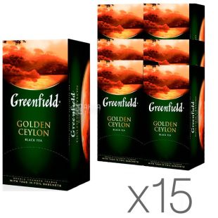 Greenfield Golden Ceylon, 25 пак., Чай Гринфилд, Голден Цейлон, черный, Упаковка 15 шт.