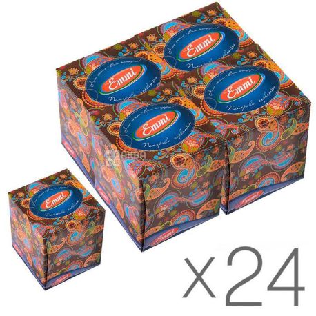 Mirus Cube, 24 упаковки х 80 шт., Салфетки косметические Мирус, 3-х слойные, 20х17 см, в ассортименте