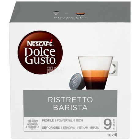 Nescafe Dolce Gusto Ristretto Barista, 16 шт., Кофе Нескафе Ристретто Бариста, темной обжарки, в капсулах