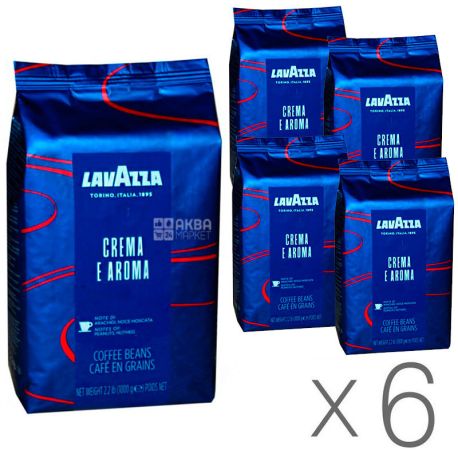 Lavazza, Crema e Aroma Espresso, упаковка 6 шт. по 1 кг, Кава Лаваца, Крему е Арома Еспрессо, середнього обсмаження, в зернах