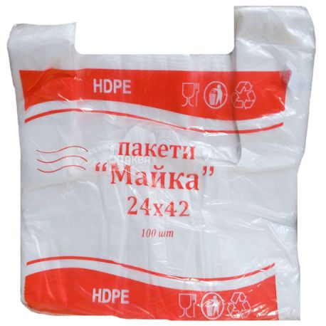 Comserv, 100 шт., Пакет-майка, фасовочный, 24х42 см