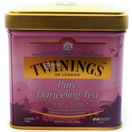 Twinings Pure Darjeeling Tea, 100 г, Чай Твайнингс, Пьюр Дарджилинг, черный среднелистовой