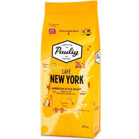 Paulig Cafe New York, 250 г, Кава Пауліг Кафе Нью Йорк, середнього обсмаження, мелена