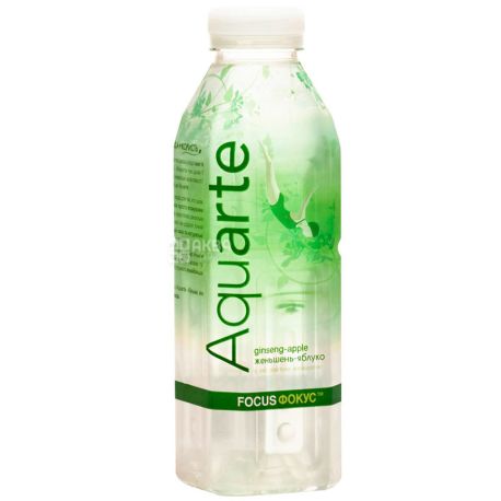 Aquarte Focus, 0,5 л, Акварте Фокус, Вода негазированная с экстрактом женьшеня и вкусом яблока, ПЭТ