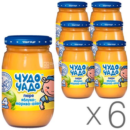 Wonderful child, Baby puree, apple-carrot-quince, with sugar and vitamin C, 170 g, pack of 6 pcs.