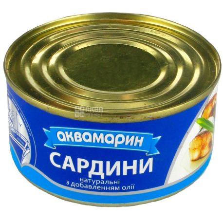 Аквамарин, 185 г, Сардини натуральні, В олії