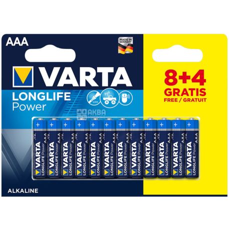 Varta Батарейки Longlife AAA, 12 шт, блистер