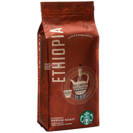 Starbucks Ethiopia, 250 г, Кофе Старбакс Эфиопия, средней обжарки, в зернах