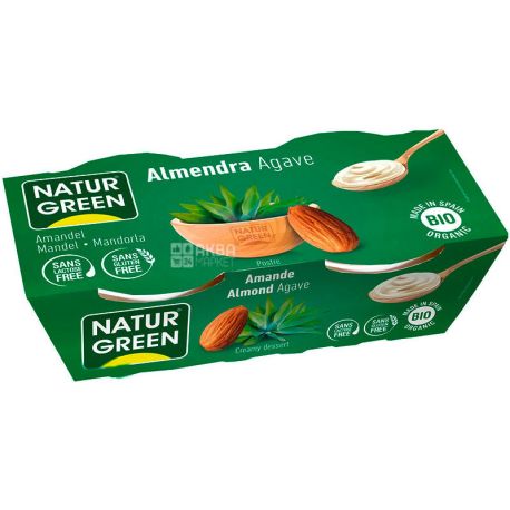 NaturGreen, 2 шт. по 125 г, НатурГрін, Десерт органічний мигдальний з сиропом агави
