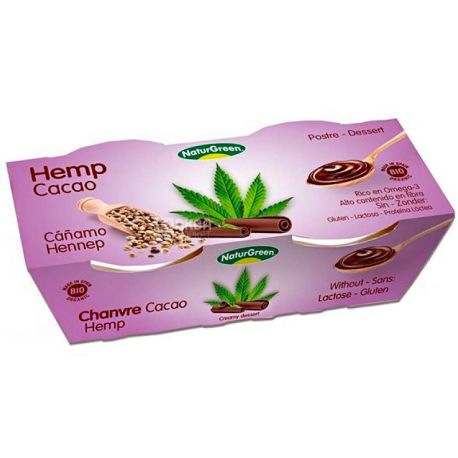 NaturGreen, 2 шт. по 125 г, НатурГрін, Десерт органічний з насіння конопель і шоколадом