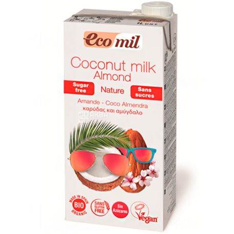Ecomil, Coconut Almond, 1 L, Ekomil, Herbal Drink, Coconut Almond, Sugar Free