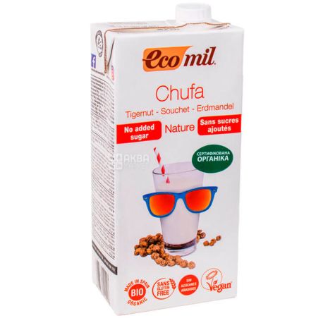 Ecomil, Chufa, 1 л, Экомил, Растительный напиток из тигрового ореха, без сахара