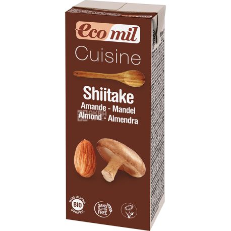 Ecomil, Shiitake, 0,2 л, Екоміл, Рослинні вершки з грибами Шийтаке, без цукру