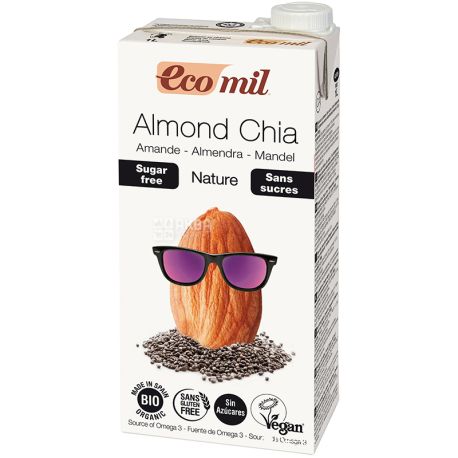 Ecomil, Nature, 1 L, Ekomil, Herbal Drink, Chia Almonds, Sugar Free