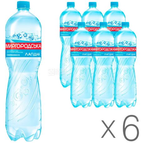 Миргородская Лагидна, 1,5 л, Упаковка 6 шт., Вода минеральная слабогазированная, ПЭТ