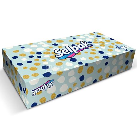Selpak Maxi Mix,100 шт., Салфетки косметические Селпак Макси Микс, 3-х слойные, 21х21 см, белые