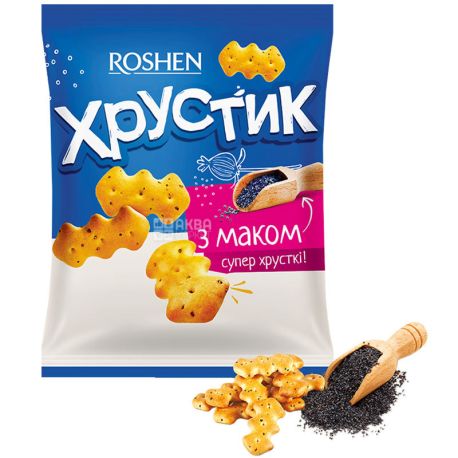 Roshen Хрустик, 360 г, Печиво з маком