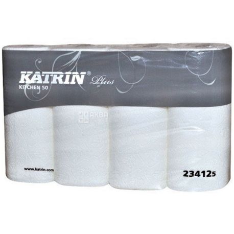 Katrin, Plus, 4 рул., Полотенца бумажные Катрин, 2-х слойные, 97 листов, 12,3 м, 21х23 см