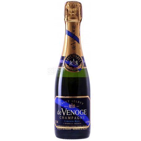 De Venoge, Cordon Bleu Select Brut, Sparkling White Brut Wine, 0.375 L