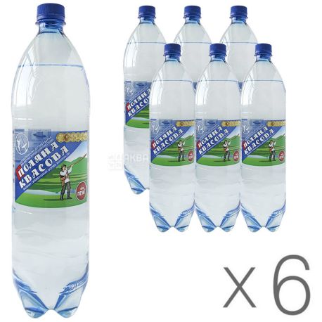 Поляна Квасова, 1,5 л, Упаковка 6 шт., Вода минеральная сильногазированная, ПЭТ