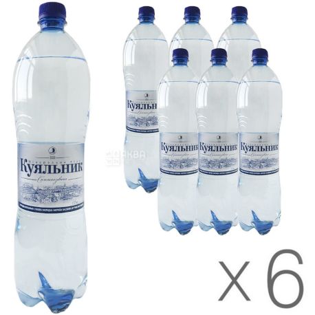Куяльник, 1,5 л, упаковка 6 шт., Вода газированная, ПЭТ