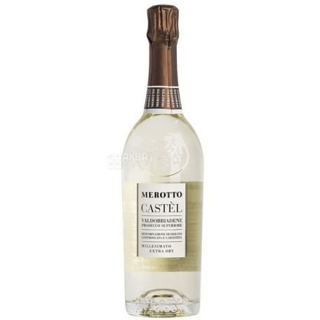 Merotto, Castel Prosecco Superiore Extra Dry Millesimato, Игристое вино белое брют, 0,75 л