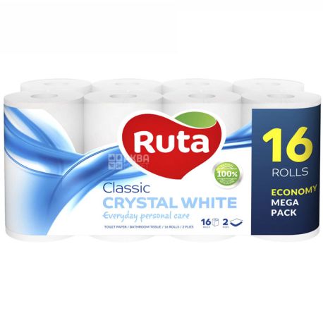 Ruta Classic, 16 рул., Туалетная бумага Рута Классик, 2-х слойная