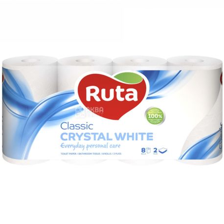 Ruta Classic, Toilet paper two-layer white, 8 rolls