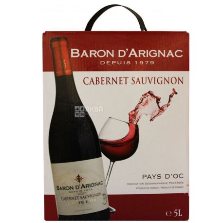 Baron d'Arignac, Cabernet Sauvignon, Вино червоне сухе, 5 л