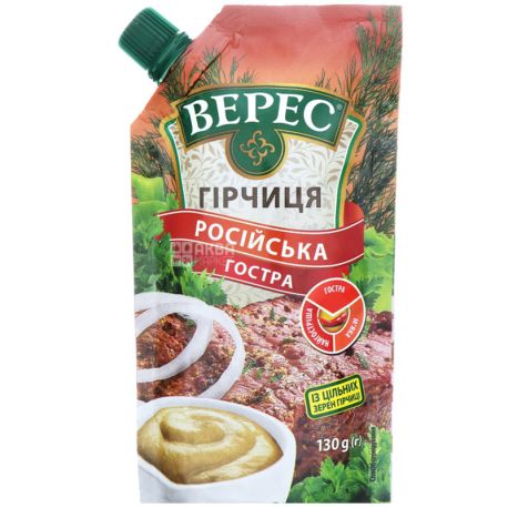 Veres, Mustard Russian spicy, 130 g, doy-pack