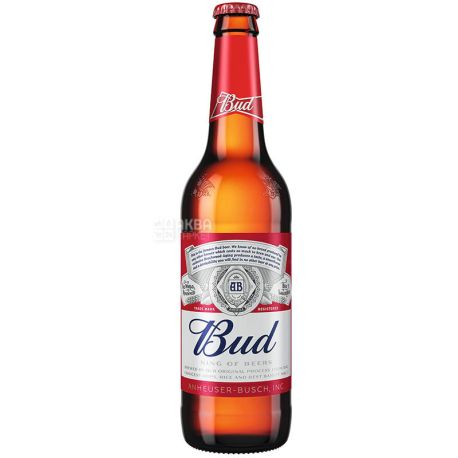 Bud, 0.5 л, Бад, Пиво светлое, стекло