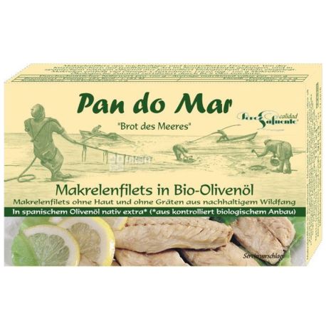 Pan do Mar, Mackerel Fillet in Organic Olive Oil 120 g