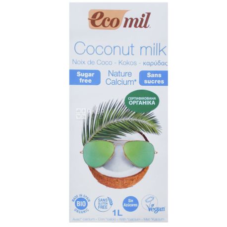 Ecomil, Coconut Milk, 1 L, Ekomil, Herbal drink, Coconut with calcium, sugar free