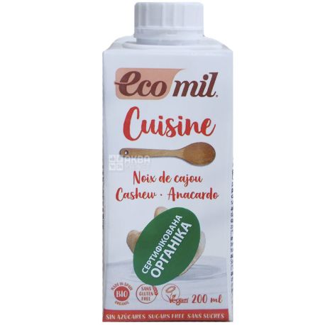 Ecomil, Cuisine, 200 мл, Экомил, Растительный соус Кешью, без сахара