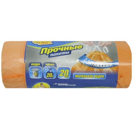 Фрекен Бок, 20 шт., 20 л, Пакети для сміття, із затягуваннями, міцні, асорті