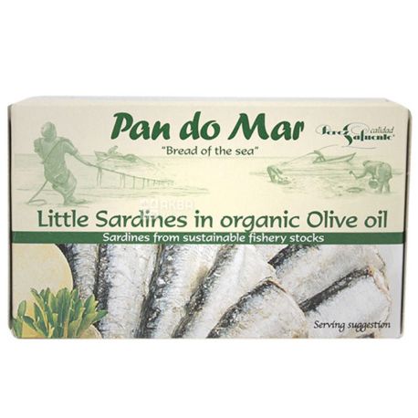 Pan do Mar, 120 g, Mini Sardines in Olive Oil, Organic