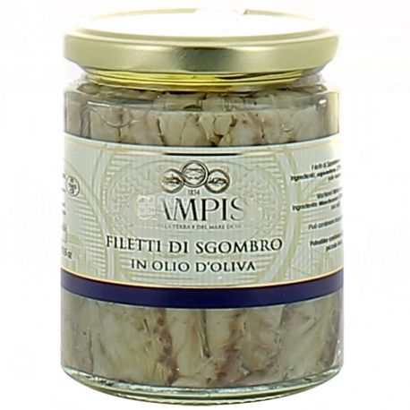 Campisi, 300 г, Скумбрия филе в оливковом масле, консервированное