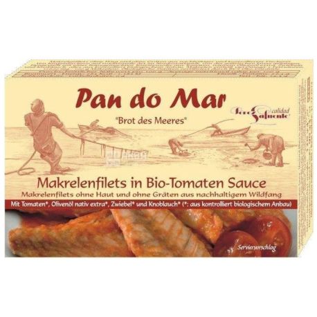Pan do Mar, 120 g, Mackerel Fillet in Organic Tomato Sauce