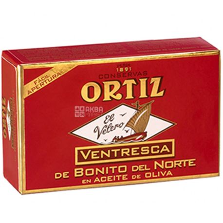 Conservas Ortiz, 110 g, Albacore Tuna Abdomen in Olive Oil