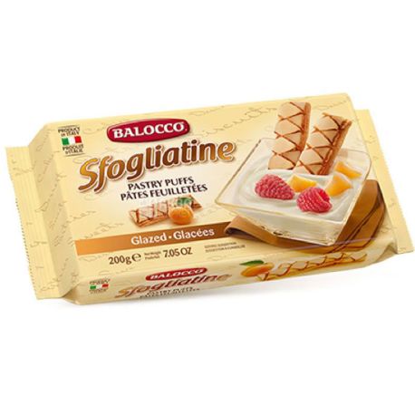 Balocco, Sfogliatine, 200 g, Puff pastry, with icing and apricot