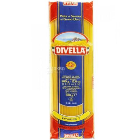Divella Vermicelli No. 7, 500 g, Pasta Divella Vermicelli, Spaghetti
