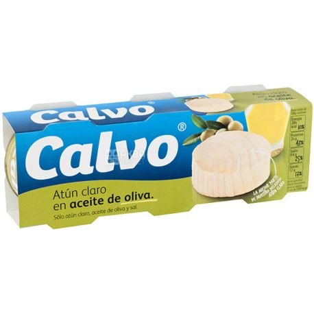 Calvo, Тунець в оливковій олії, блок 3 шт. х 80 г