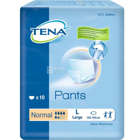 Tena Pants Normal Large, 10 Pack, Adult Absorbing Nappies, 5 Drops
