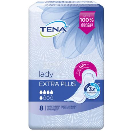 Tena Lady, Extra Plus, 8 шт., Прокладки урологические, 6 капель