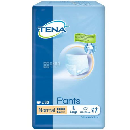 Tena, Pants Normal Large, 30шт., Подгузники поглощающие для взрослых, 5 капель, размер L