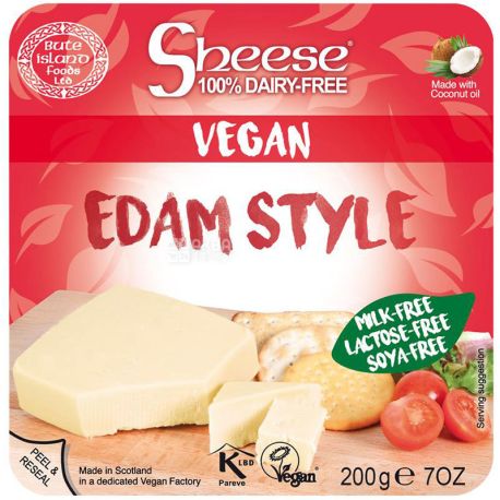 Bute Island Edam Sheese, 200 g, Vegan Edam Cheese, 22.6%