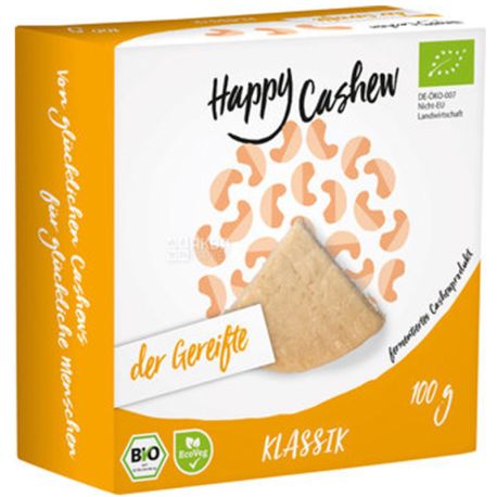 Happy Cashew Classic, 100 г, Сыр из кешью, классический, выдержанный, органический, веганский, 34%