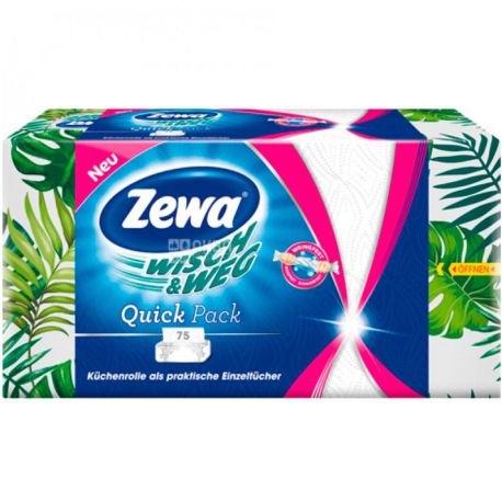 Zewa Kitchen Towel separate sheets, 75 листов, Полотенца кухонные Зева Китчен Товел Сепарате Шитс, 2-х слойные